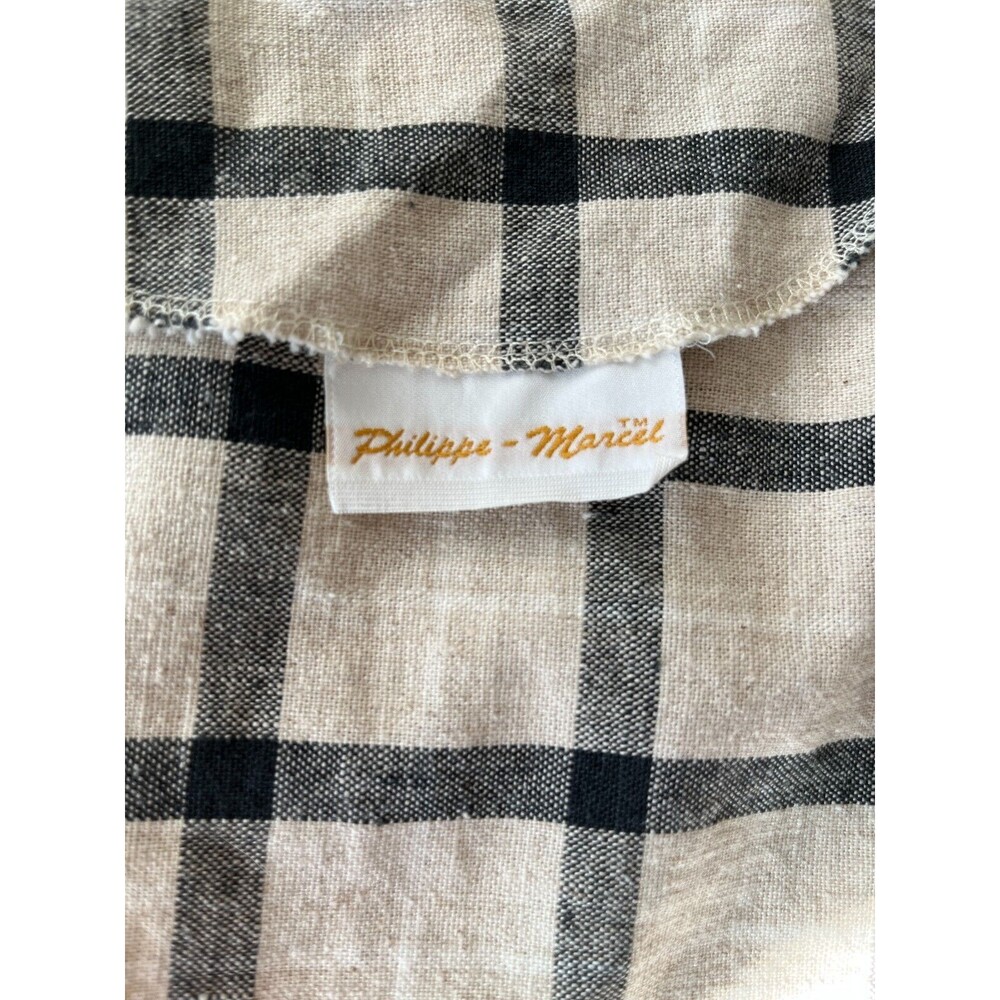 VTG 90s Plaid Linen Blazer – Minimalist Preppy Cropped Jacket – Mid Century Mod - Picture 5 of 8